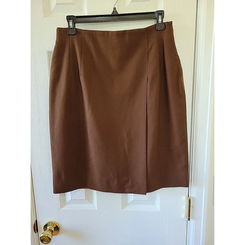 Vintage Talbots Brown Wool Skirt Suit Set Made in USA‎ Size 12 Double Breasted